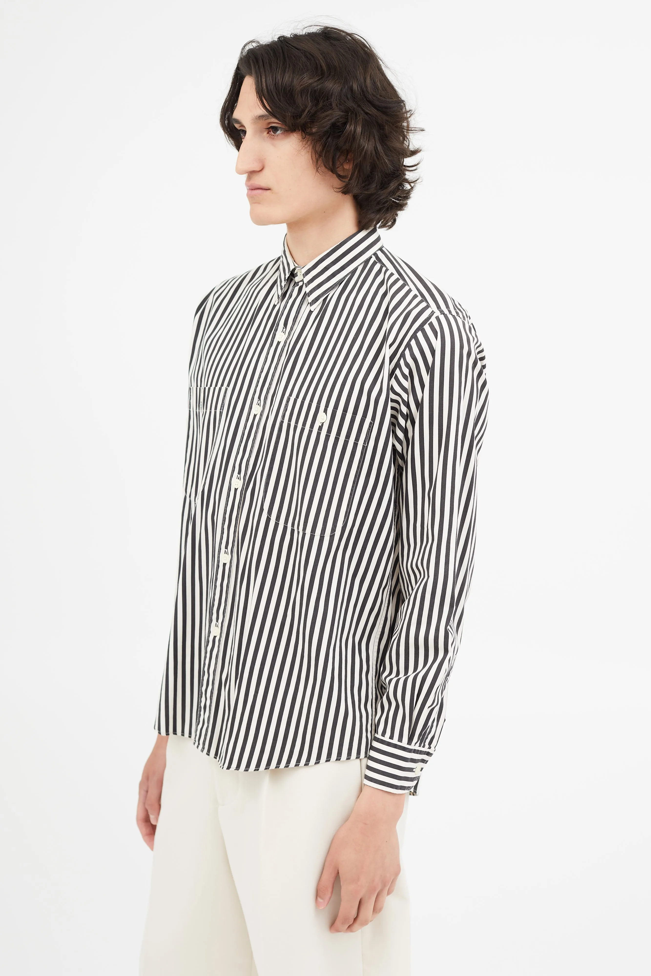 1980s Black & White Stripe Shirt