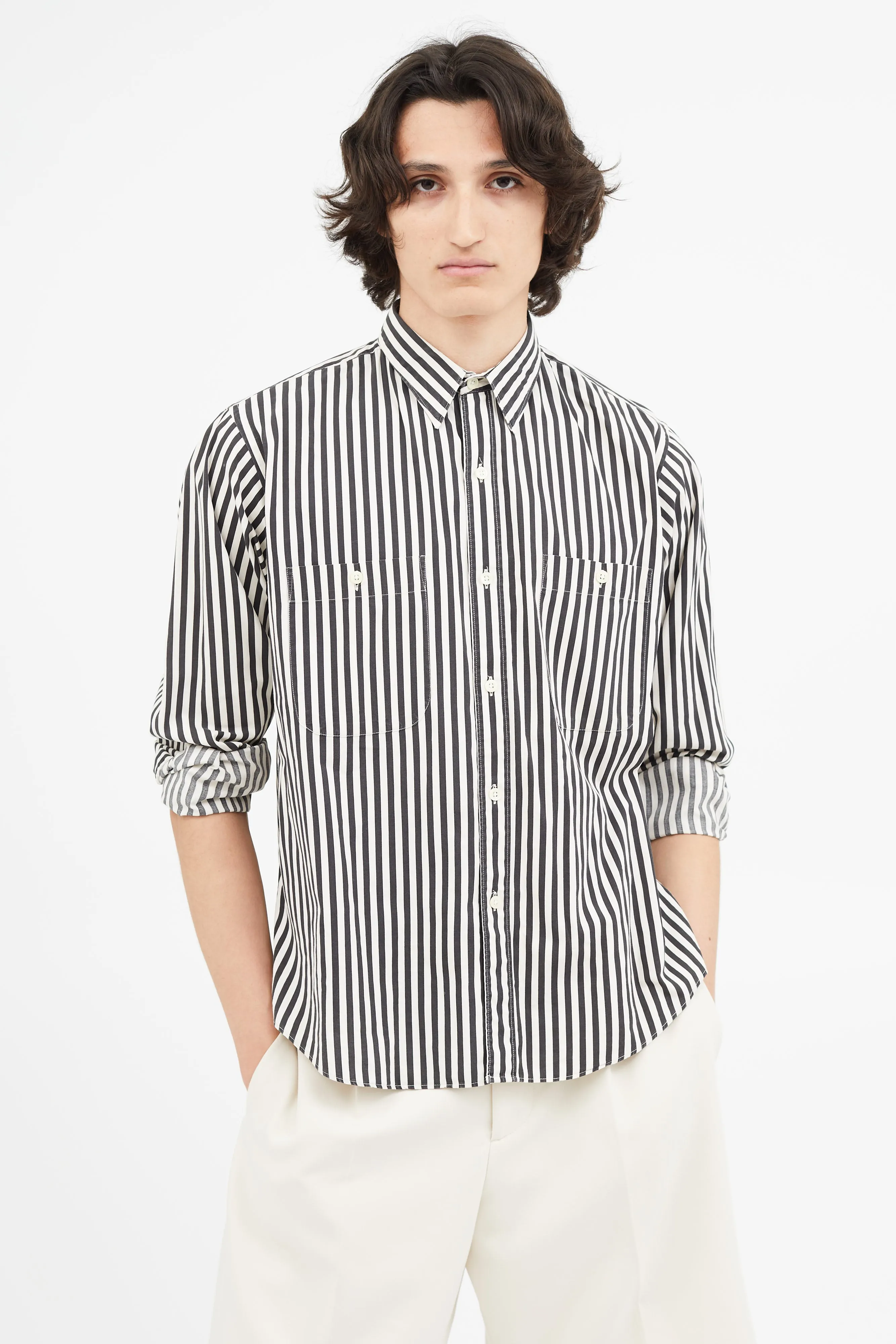 1980s Black & White Stripe Shirt