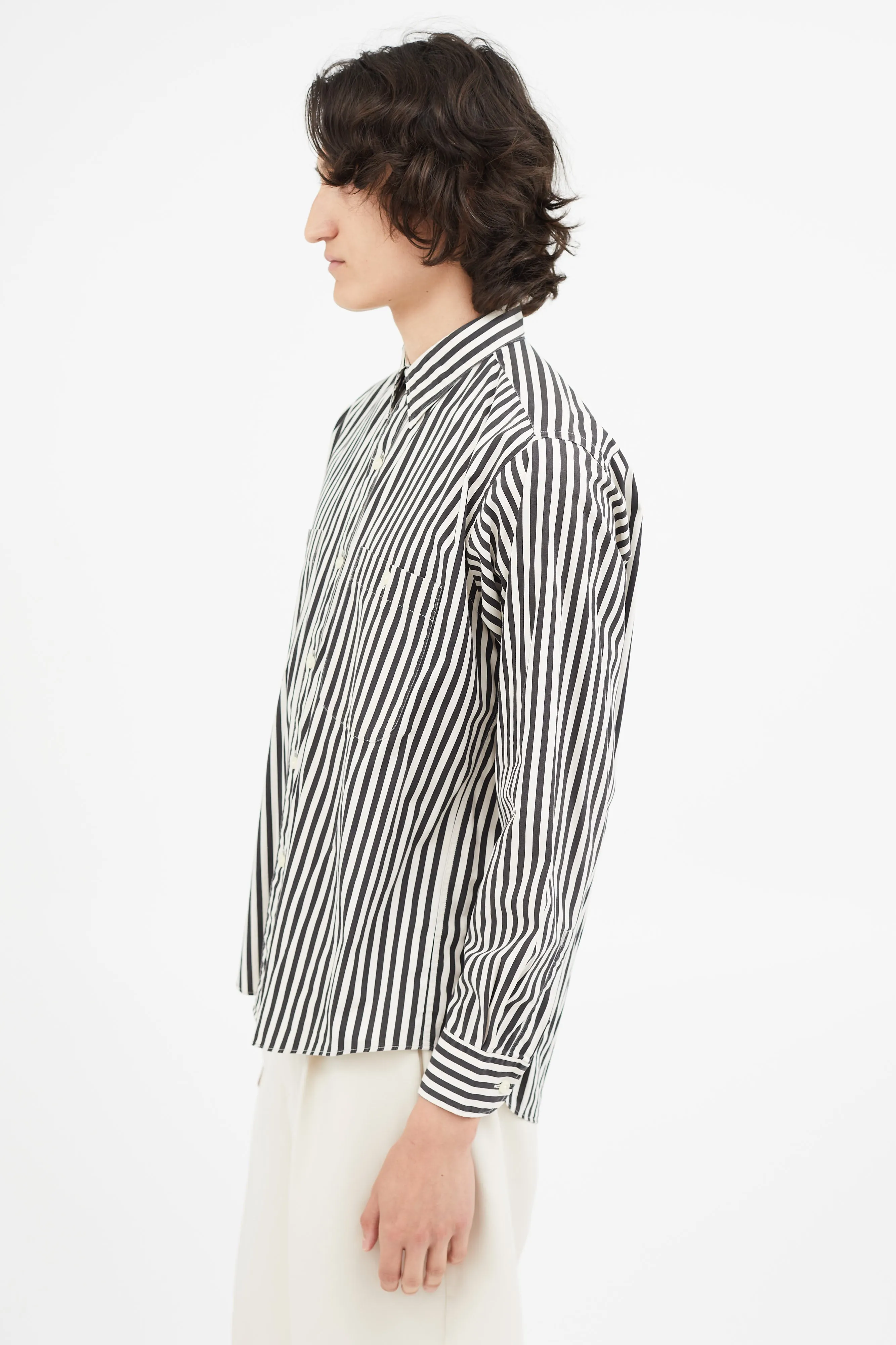 1980s Black & White Stripe Shirt