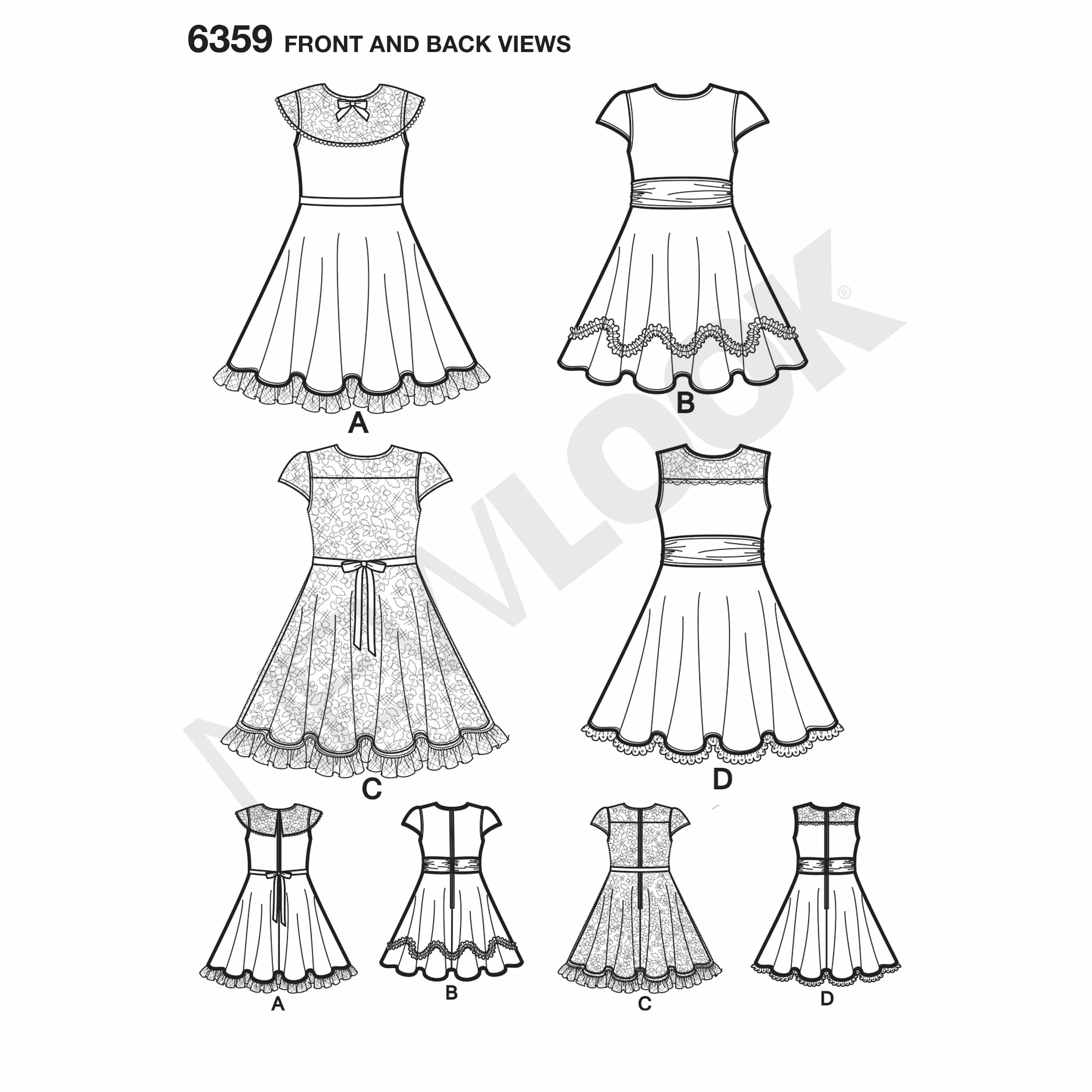 6359 Child's Dresses with Lace and Trim Details