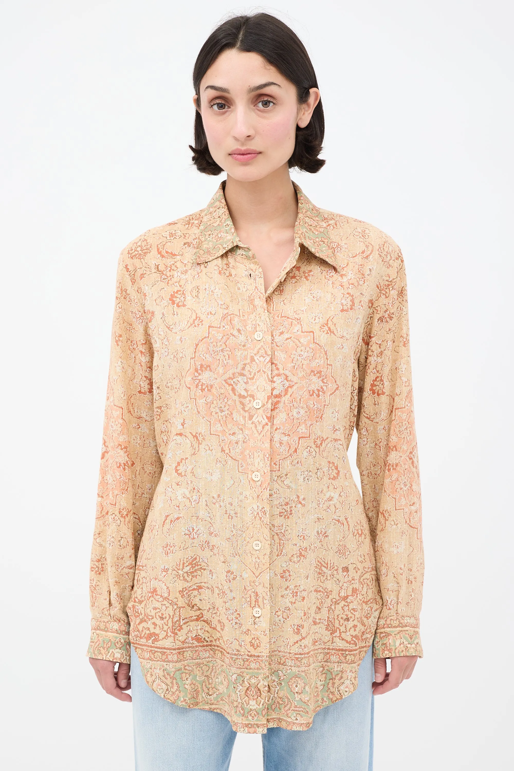 Beige & Pink Paisley Shirt