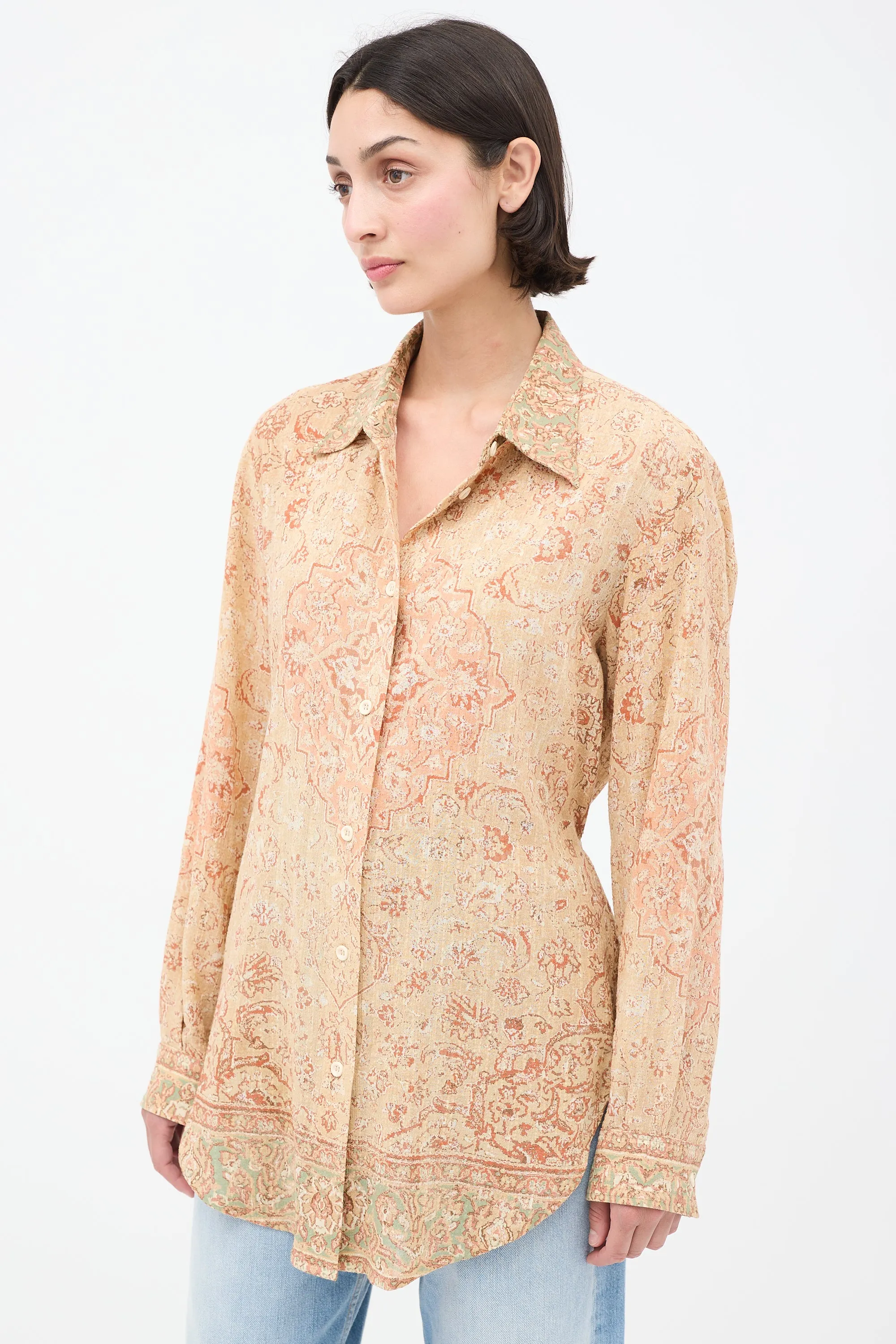 Beige & Pink Paisley Shirt