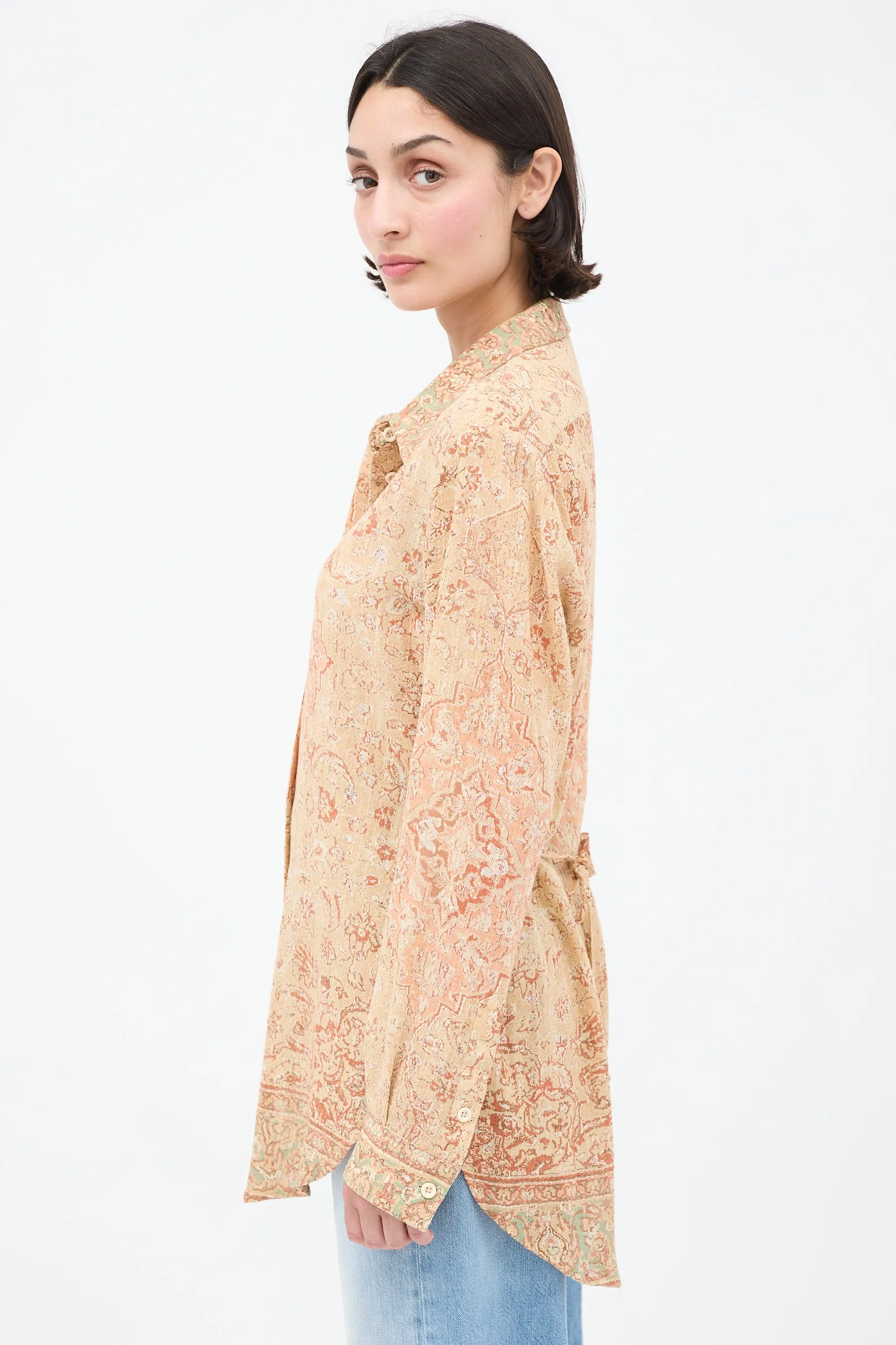 Beige & Pink Paisley Shirt