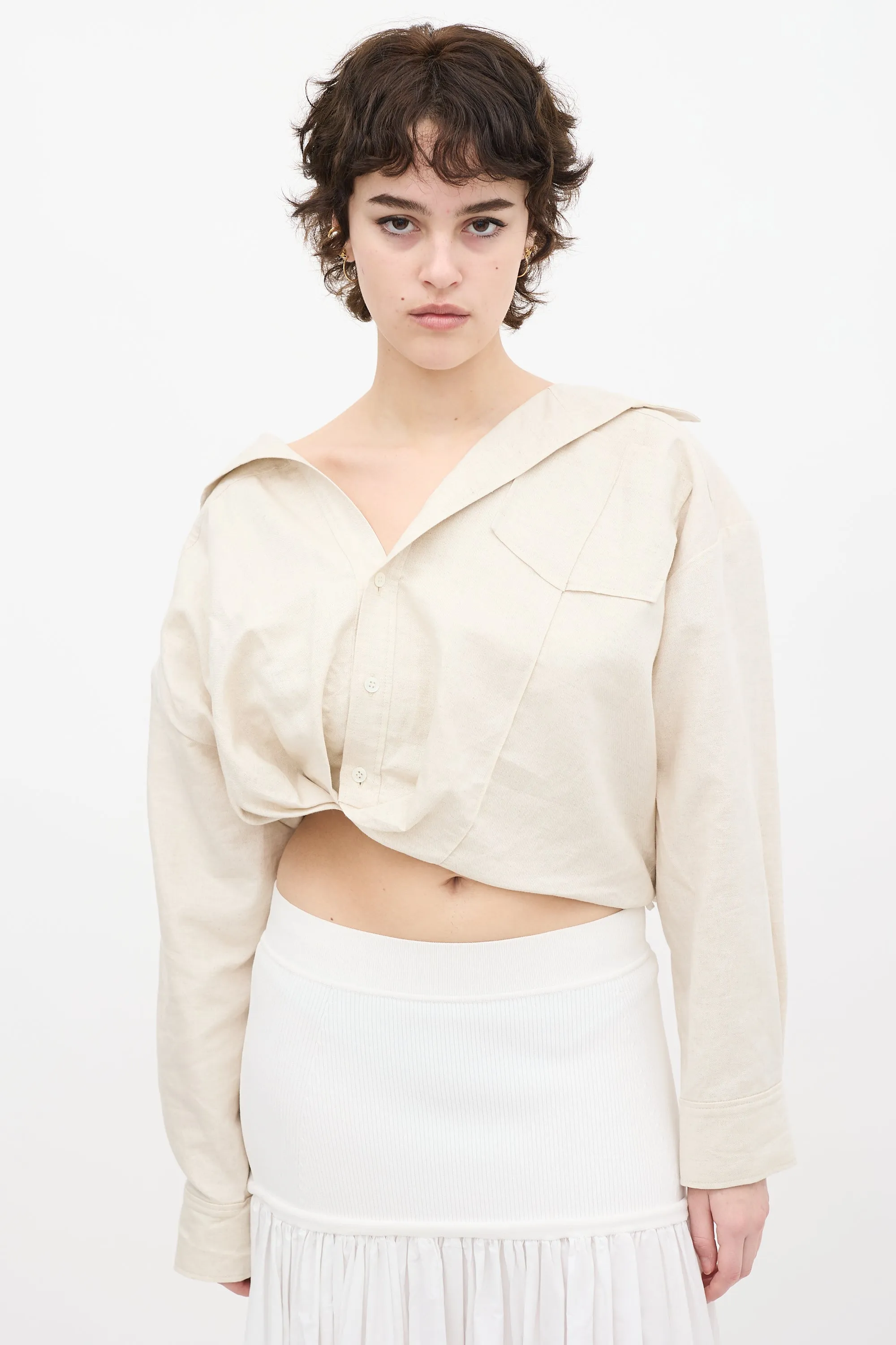 Beige Linen Cropped L'Anée 97 Shirt