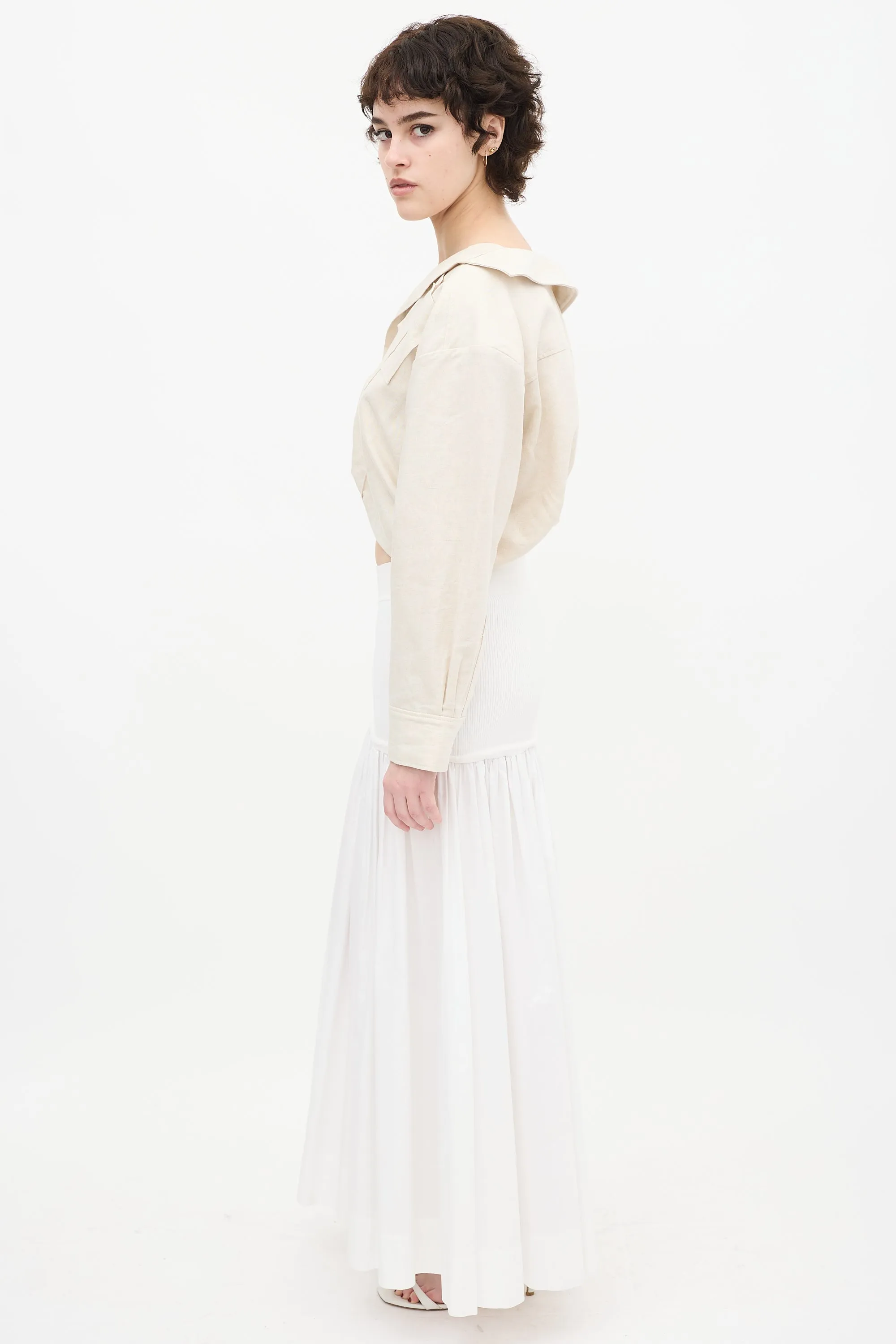 Beige Linen Cropped L'Anée 97 Shirt