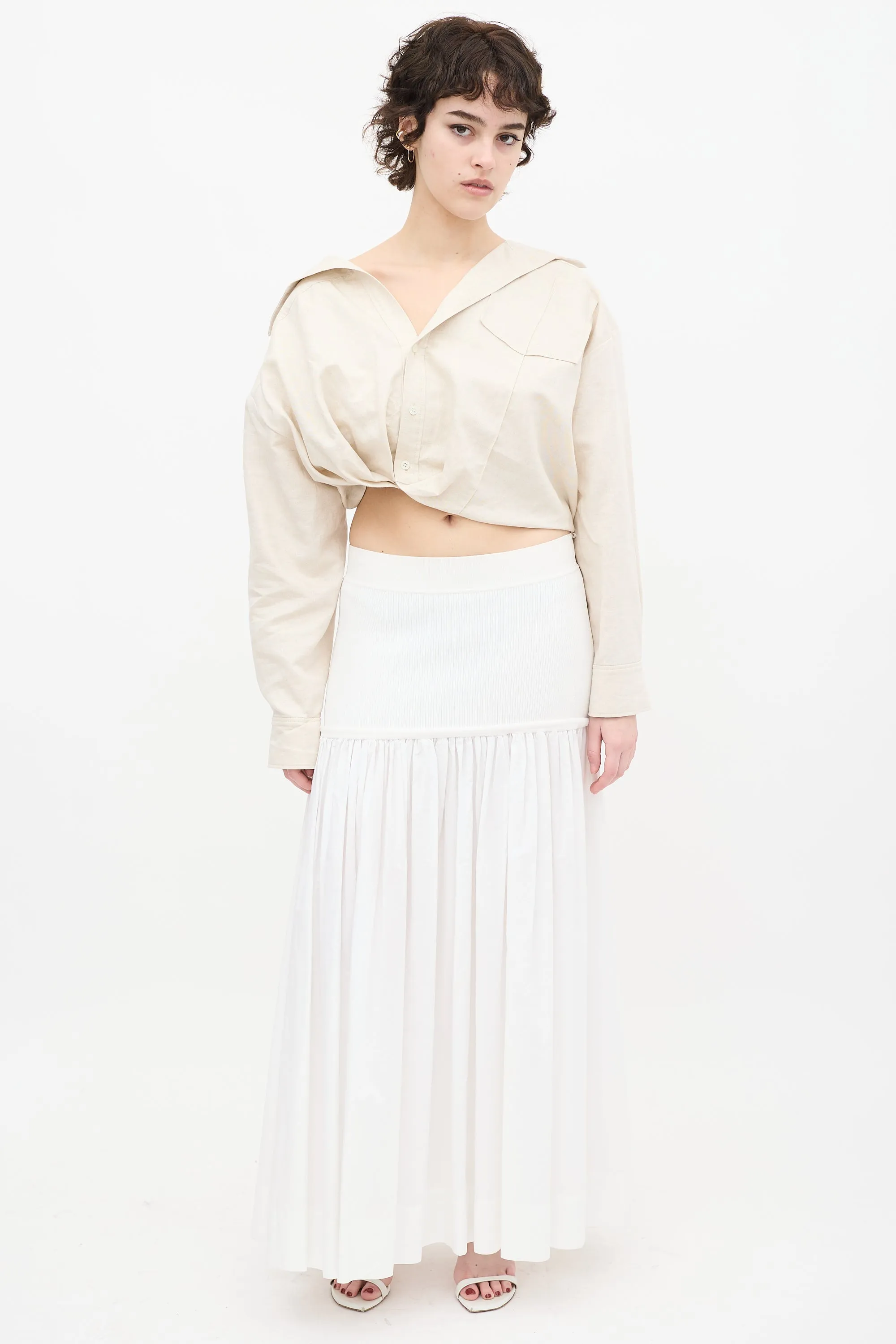 Beige Linen Cropped L'Anée 97 Shirt