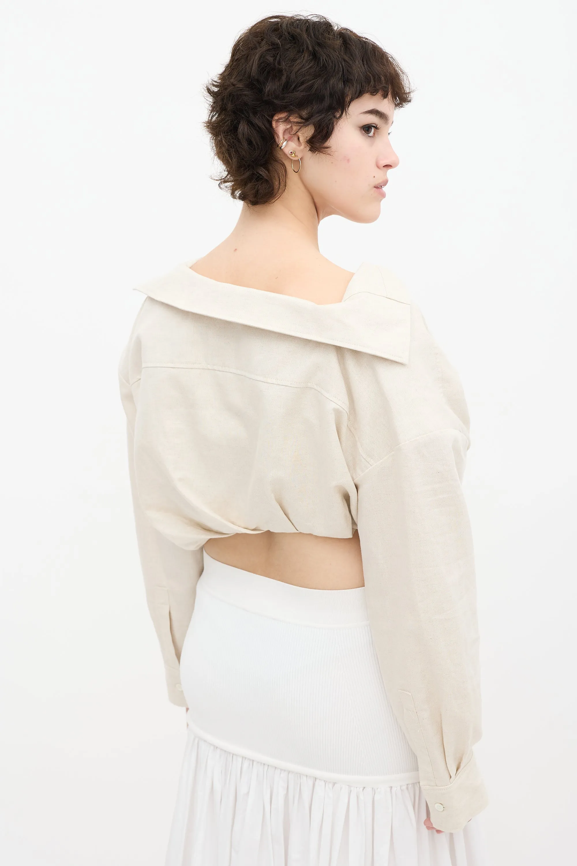 Beige Linen Cropped L'Anée 97 Shirt
