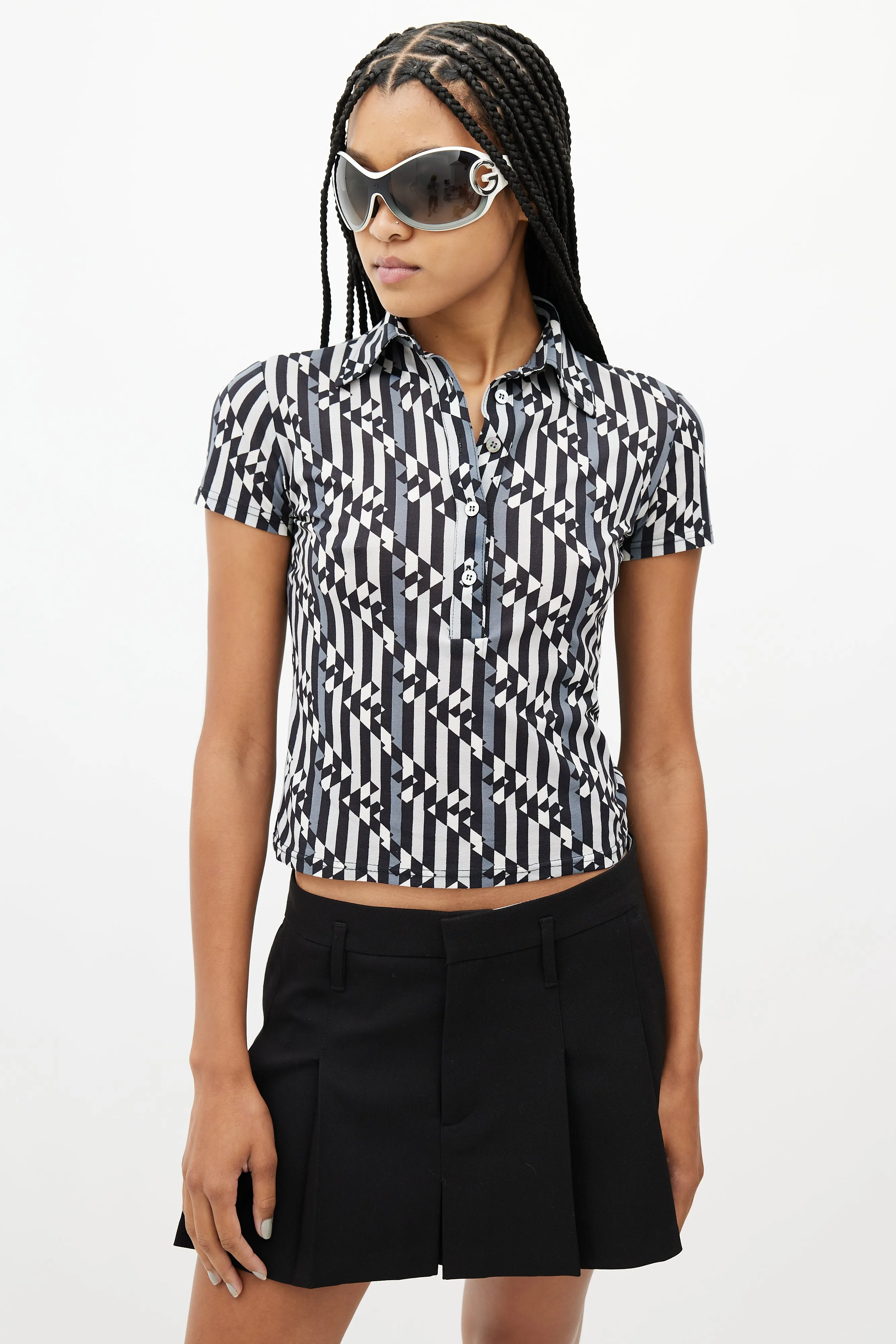 Black & Multicolour F Logo Geometric Print Shirt