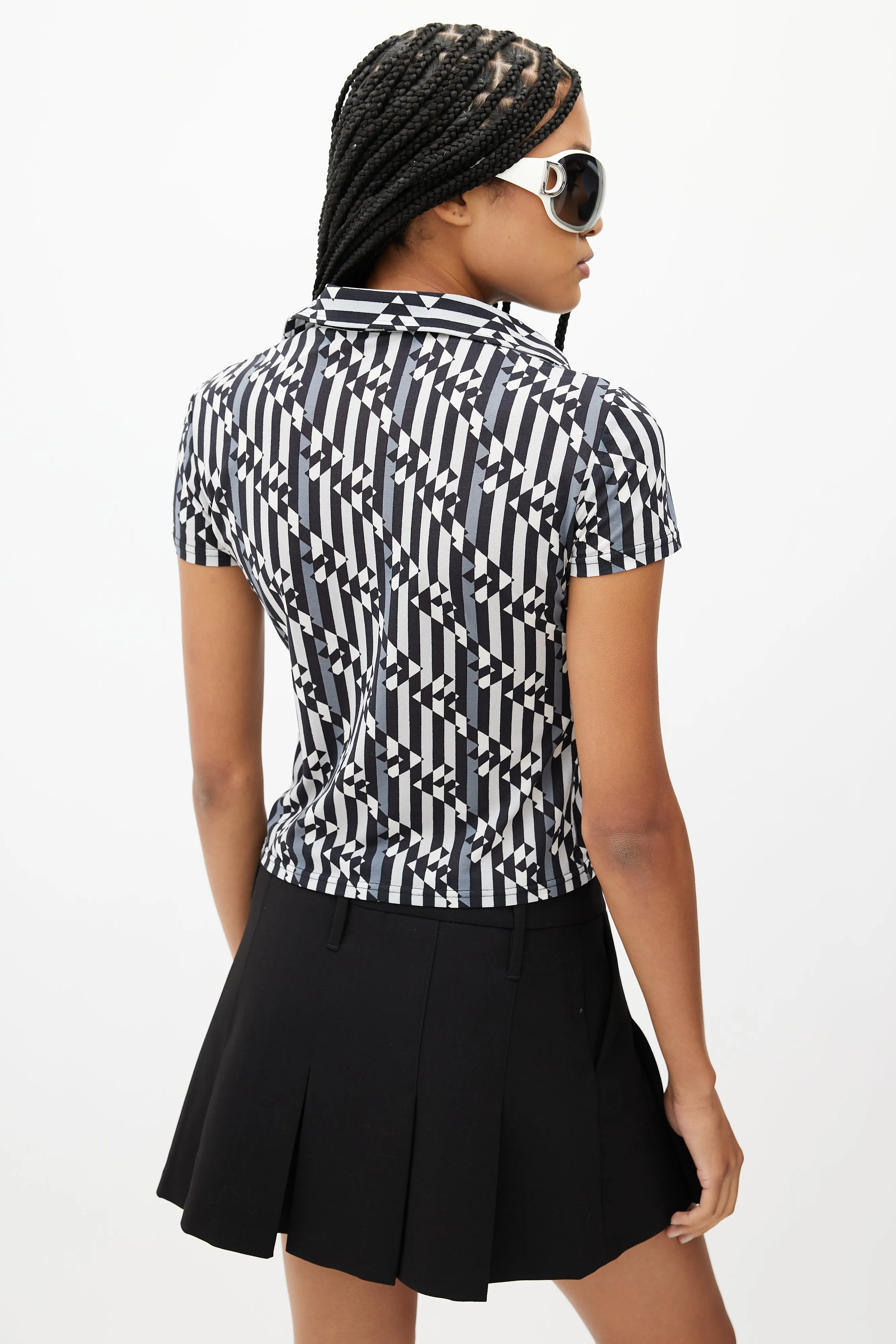 Black & Multicolour F Logo Geometric Print Shirt