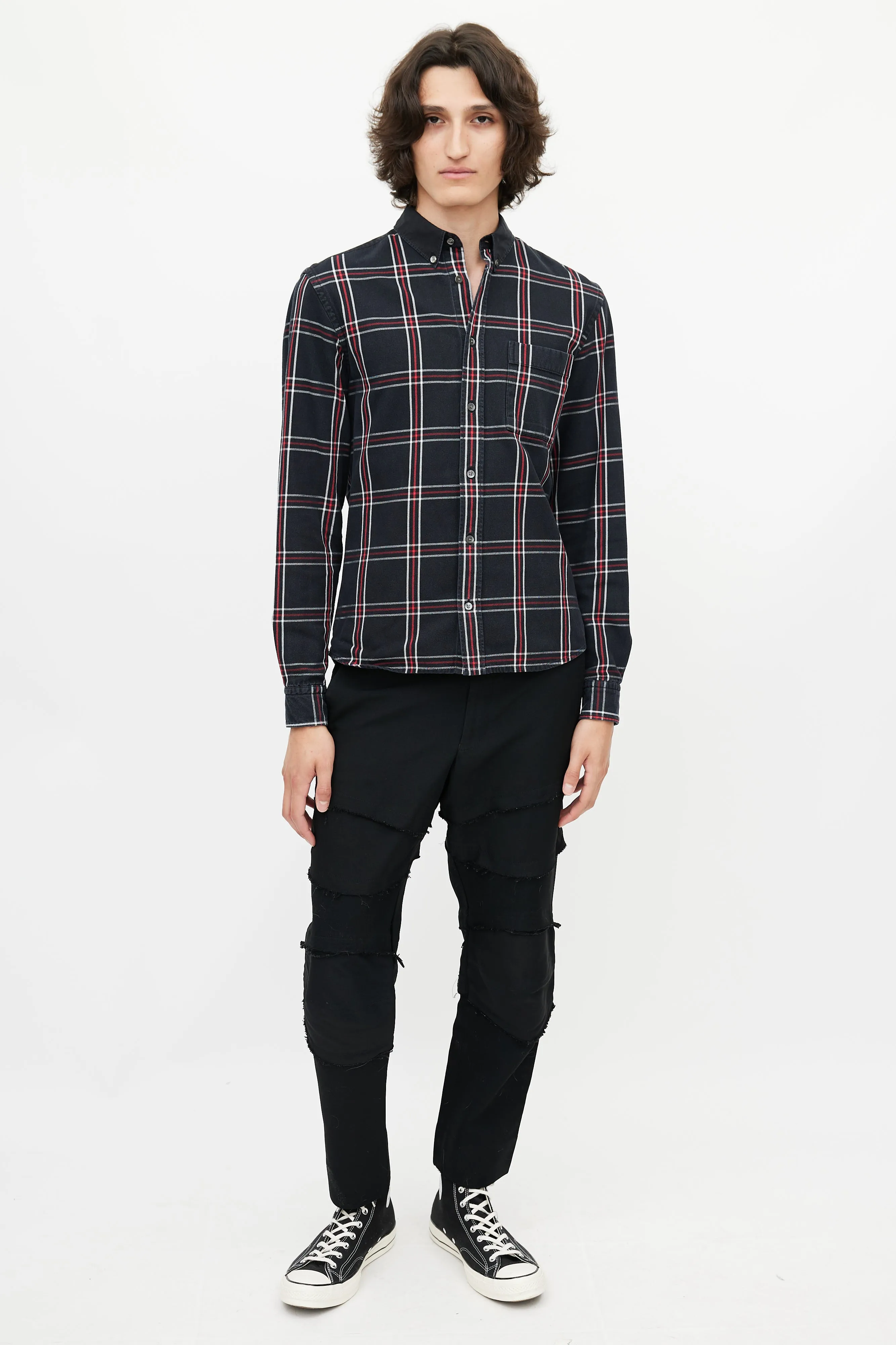 Black & Multicolour Plaid Shirt