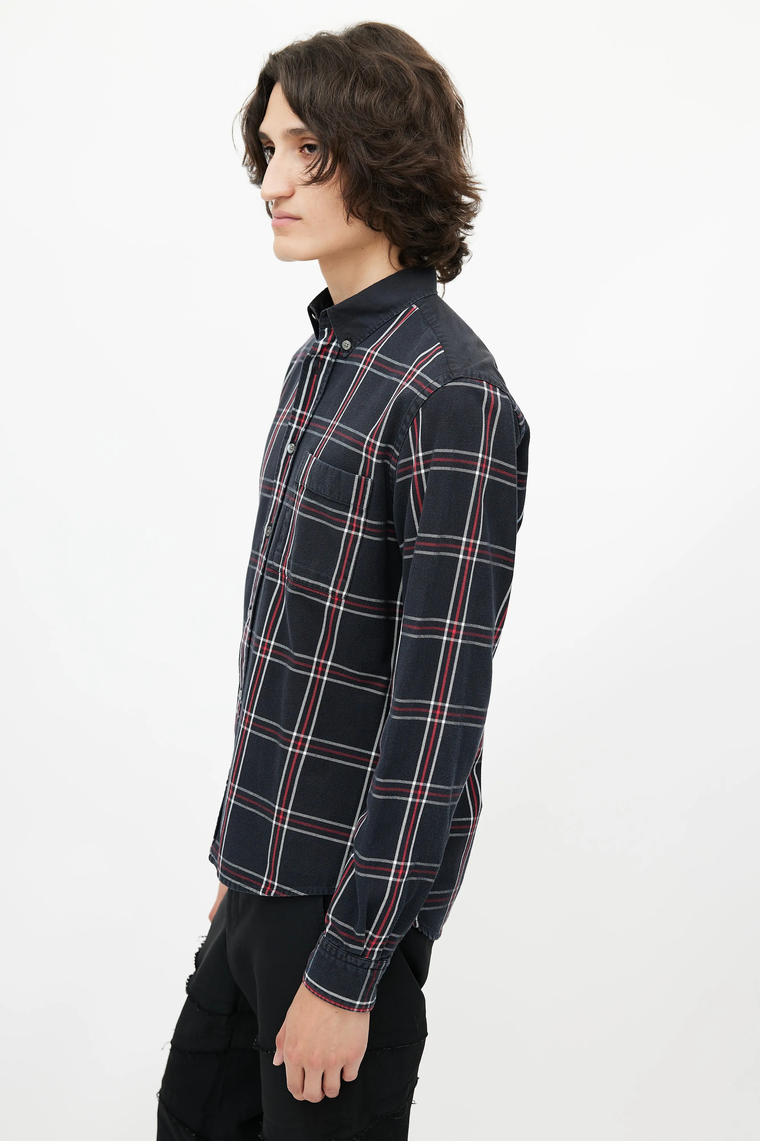 Black & Multicolour Plaid Shirt