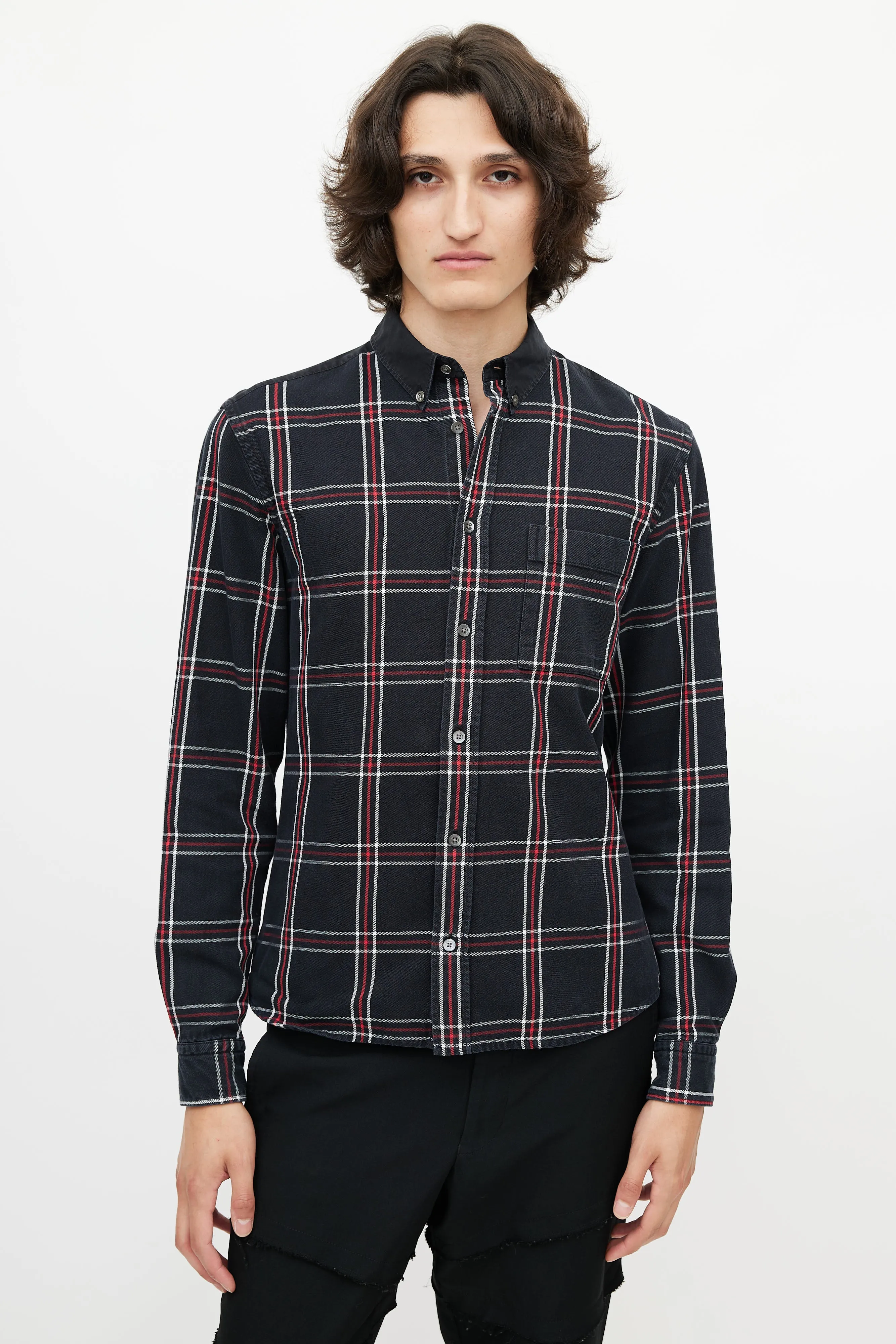 Black & Multicolour Plaid Shirt