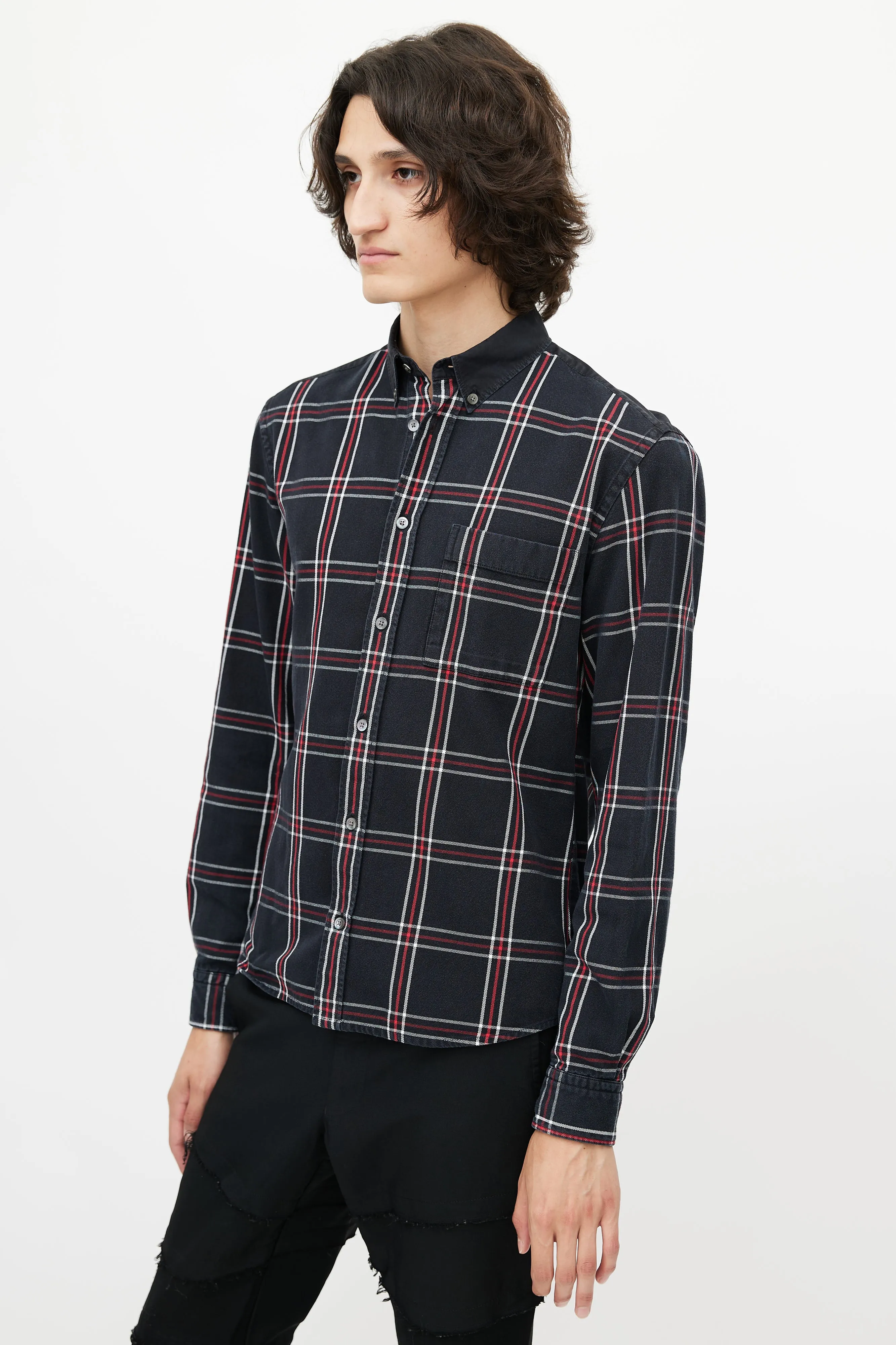 Black & Multicolour Plaid Shirt