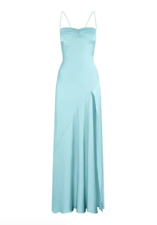 Elegant Dresses Gowns Evening Dresses Spaghetti Straps Long Prom Dress Satin Formal Party Dress