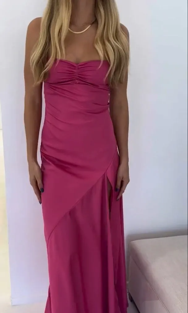 Elegant Dresses Gowns Evening Dresses Spaghetti Straps Long Prom Dress Satin Formal Party Dress