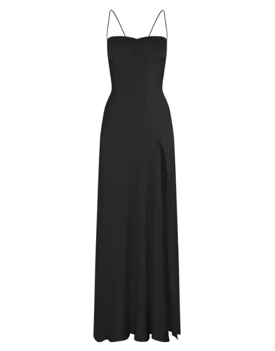 Elegant Dresses Gowns Evening Dresses Spaghetti Straps Long Prom Dress Satin Formal Party Dress