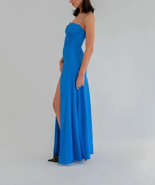 Elegant Dresses Gowns Evening Dresses Spaghetti Straps Long Prom Dress Satin Formal Party Dress