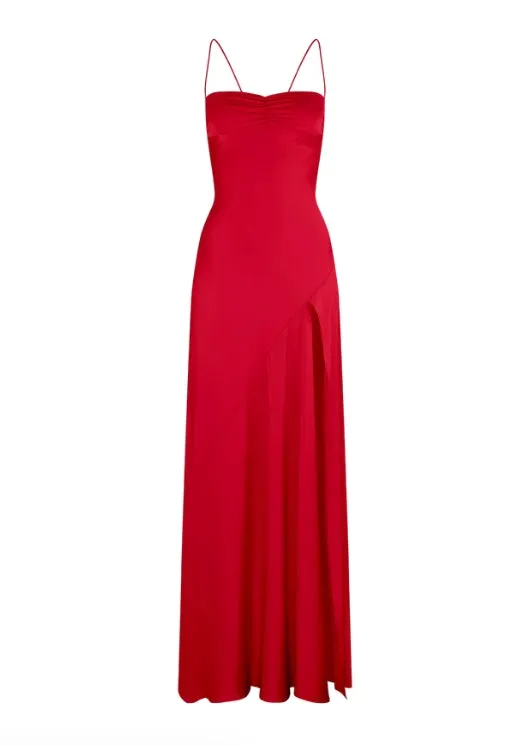 Elegant Dresses Gowns Evening Dresses Spaghetti Straps Long Prom Dress Satin Formal Party Dress