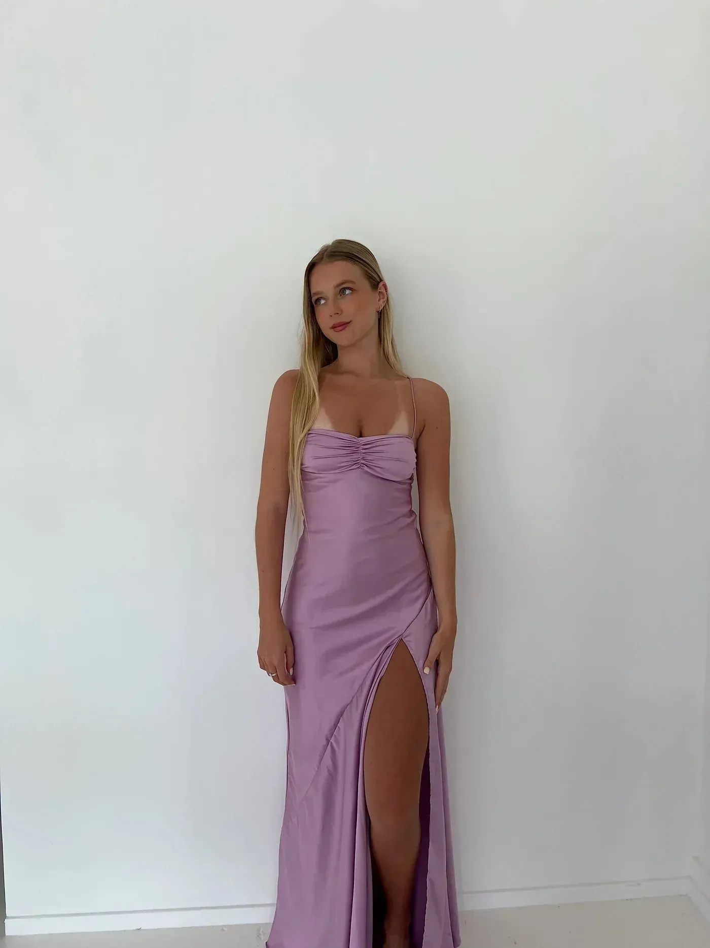 Elegant Dresses Gowns Evening Dresses Spaghetti Straps Long Prom Dress Satin Formal Party Dress