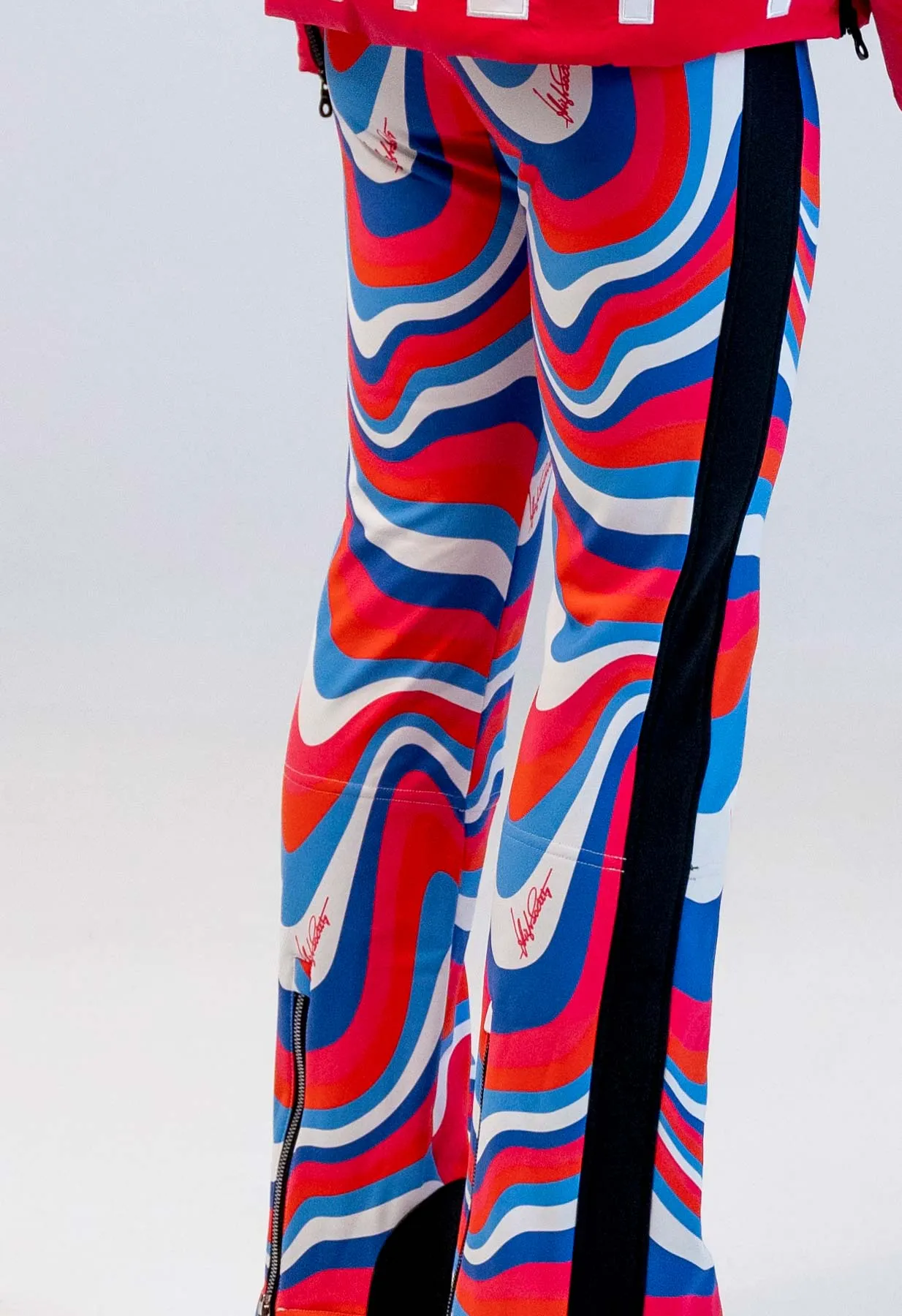 High Society Thaly Softshell Ski Pant in Red, Pink, White and Purple