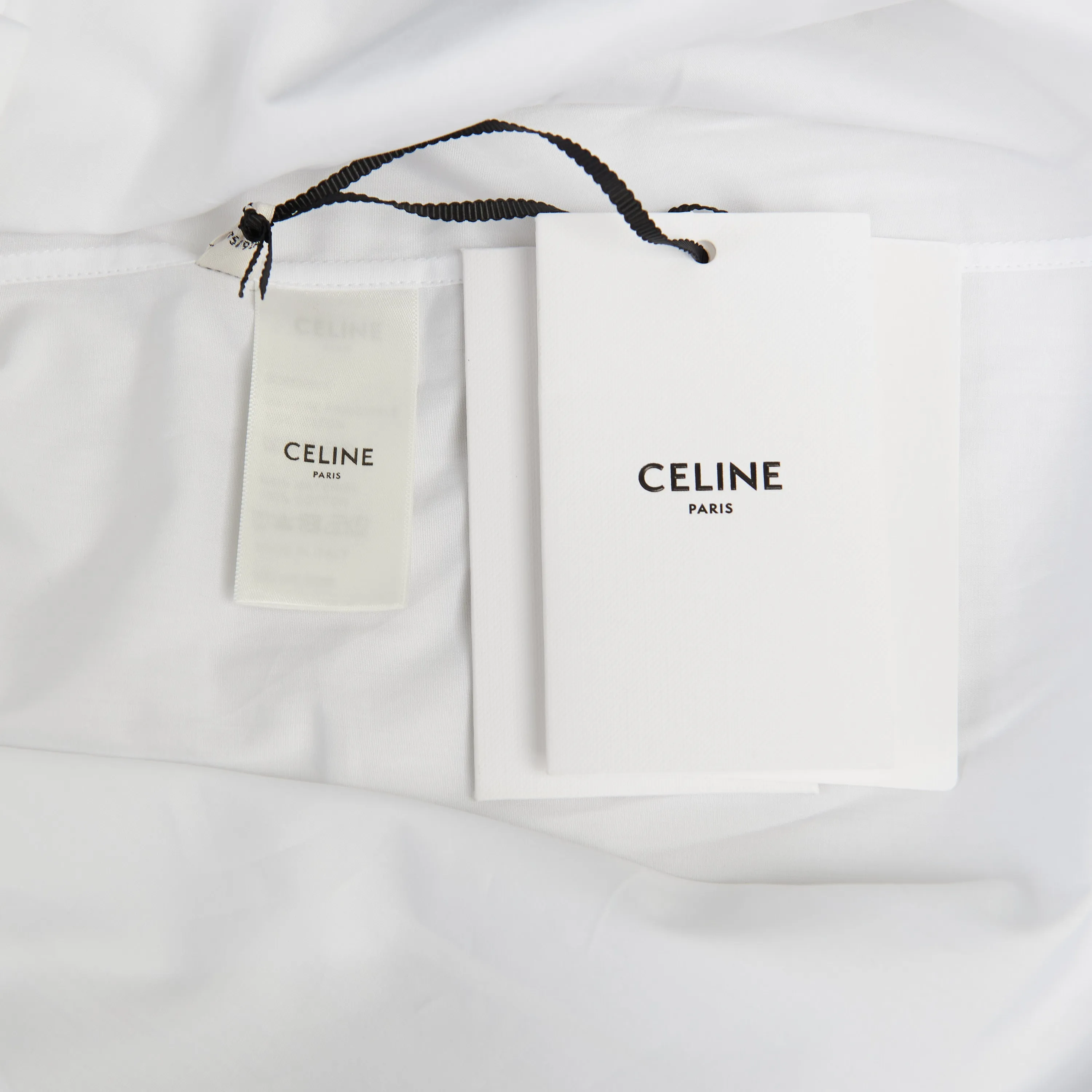 Loose Shirt With Drugstore Collar & Edgestitching In White Cotton Poplin