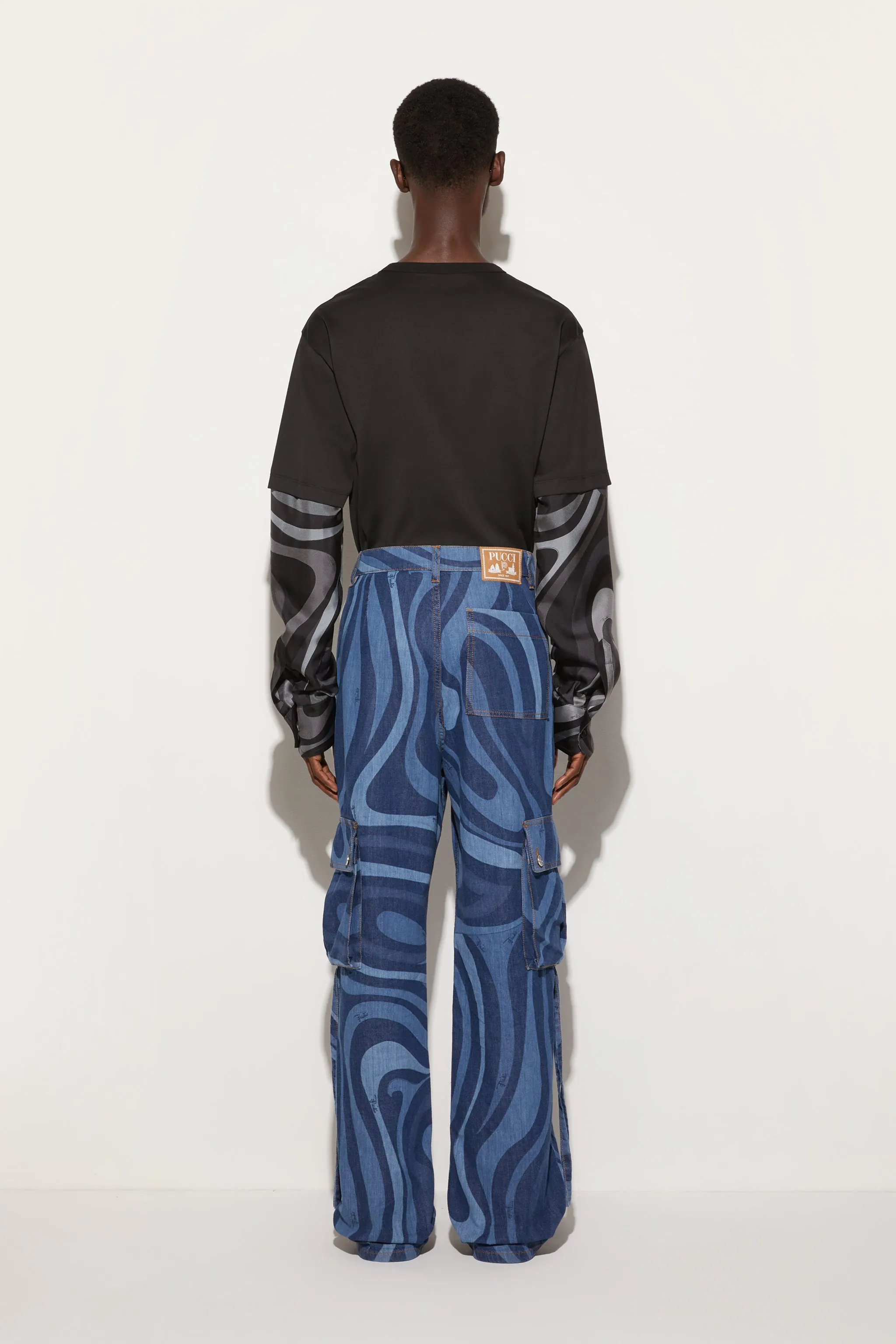 Marmo-Print Cargo Jeans