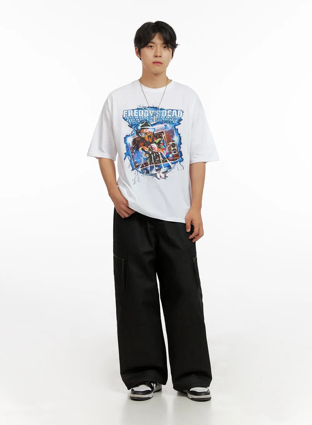 Men's Cargo Denim Jeans (Black) IG409