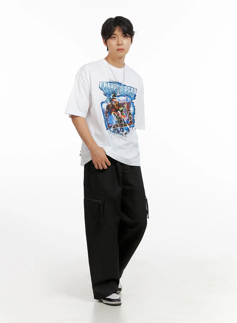 Men's Cargo Denim Jeans (Black) IG409