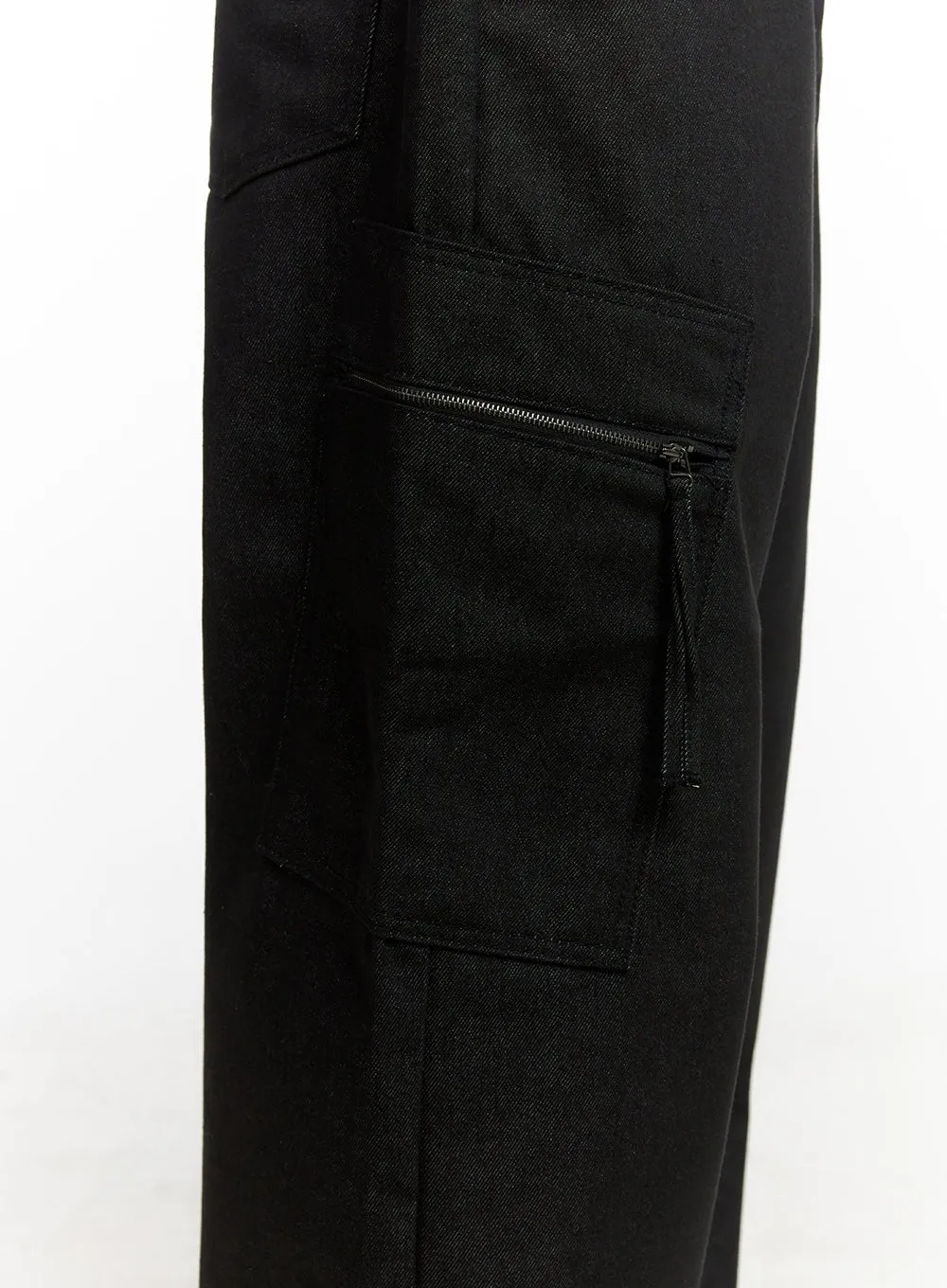 Men's Cargo Denim Jeans (Black) IG409