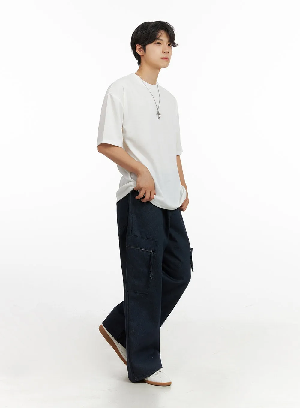 Men's Cargo Denim Jeans (Dark Blue) IG409