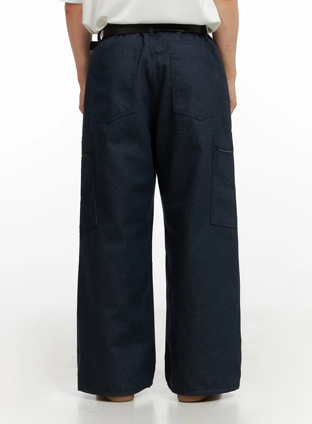 Men's Cargo Denim Jeans (Dark Blue) IG409