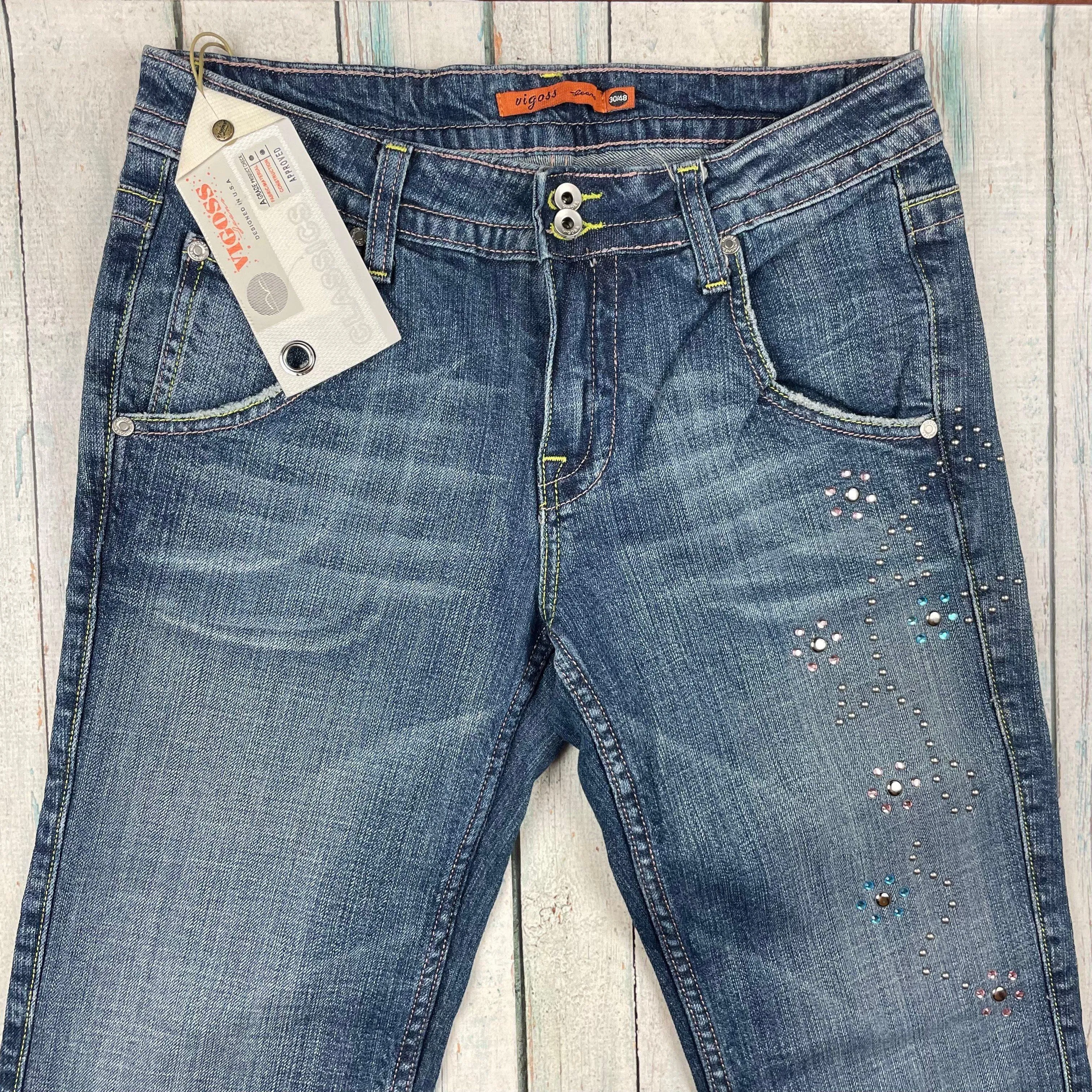 NWT - Vigoss USA Y2K Jewelled Bootcut Jeans- Size 30