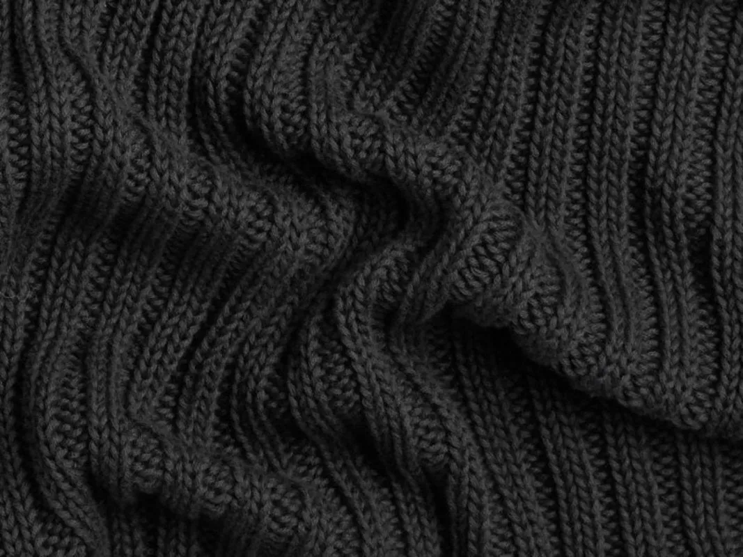 Oversized Rib Knit Throw (Charcoal)
