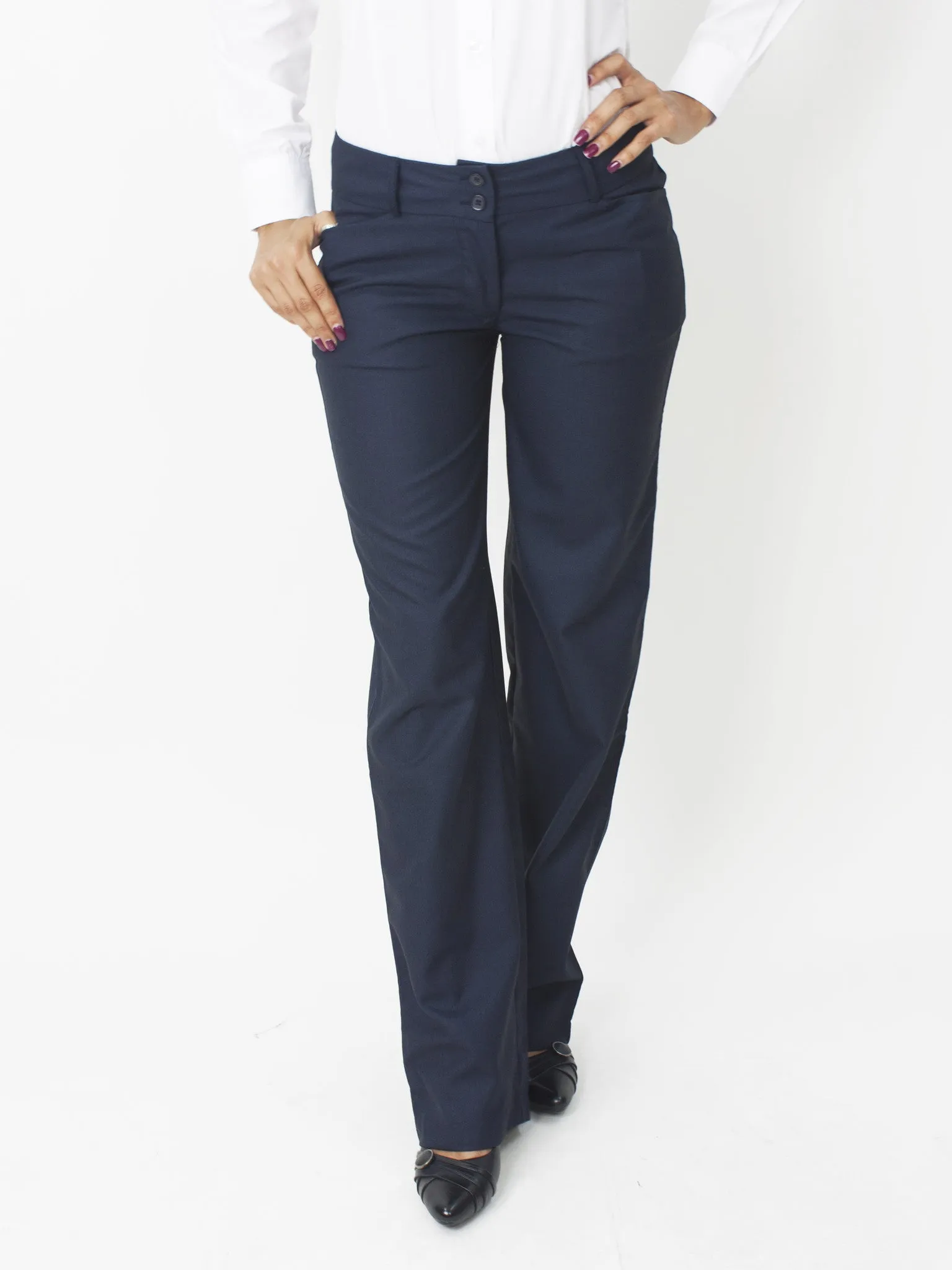 Relaxed Fit Below the Waist Bootcut Pant - Navy