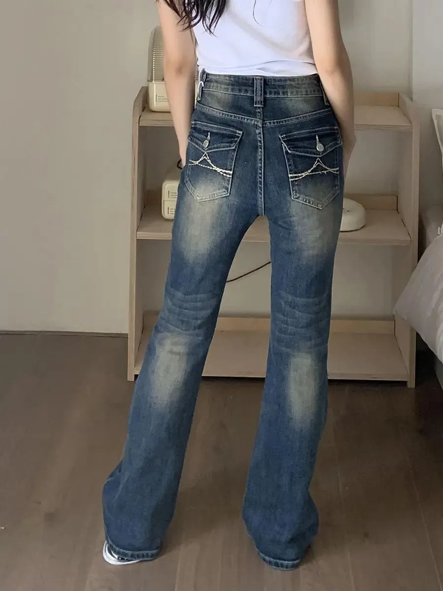 TAVIMART  -  Bootcut Denim Pants High Waist And Slimming Women American Style Straight-Leg Jeans Spring Autumn New Retro High Street Trousers